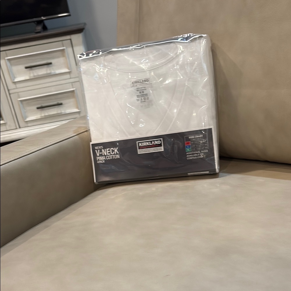 Kirkland Signature Men's White Pima Cotton V-Neck 4-Pack